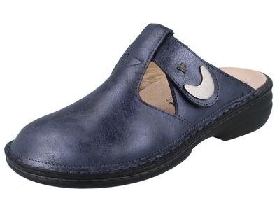 FINN Comfort Belem Damen Clogs jeans metallic Glattleder