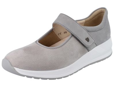 FINN Comfort Stretch Sakae Damen Ballerina hellgrau Nubukleder