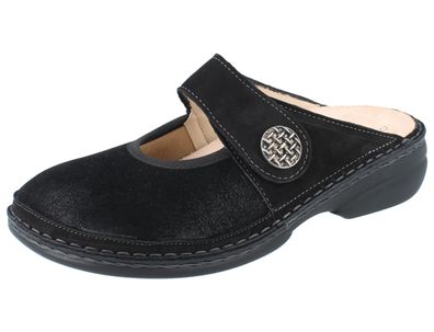 FINN Comfort Asinara Damen Clog schwarz Nubukleder Stretch