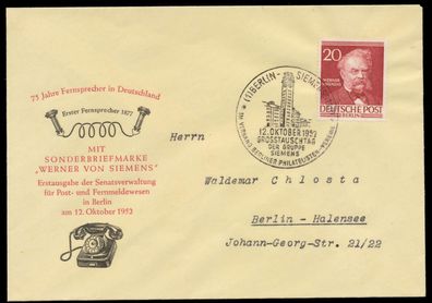 BERLIN 1952 Nr 97 BRIEF FDC X6E2CFE