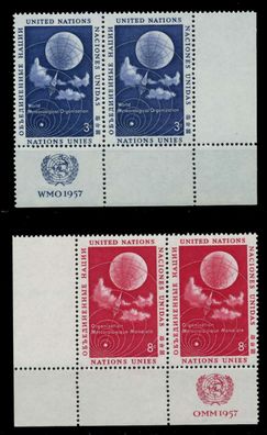 UNO NEW YORK 1957 Nr 55RZf-56RZf postfrisch ECKE-URE X7BFC72