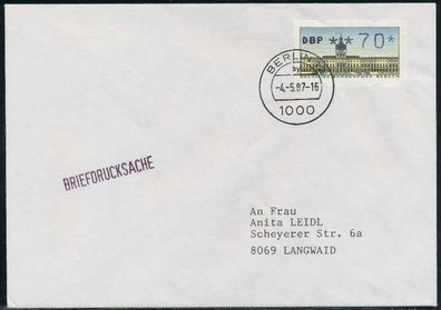 BERLIN ATM 1-070 Briefdrucksache EF FDC X7E46AE