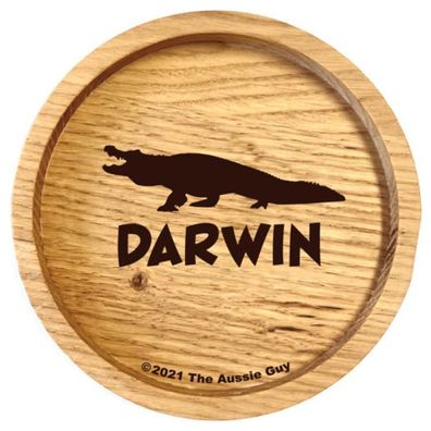 holzpost Untersetzer aus Eiche 'Darwin & Krokodil' 1 St