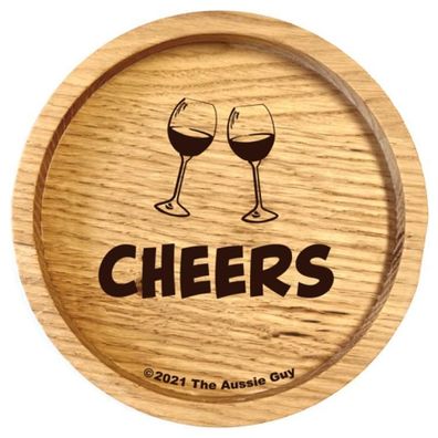 holzpost Untersetzer aus Eiche 'Cheers & 2 Weingläser' 1 St