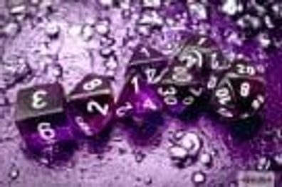 Translucent Mini-Polyhedral Purple/white 7-Die Set