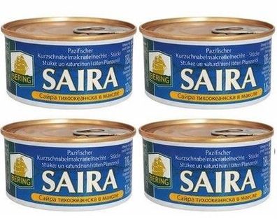 4× Saira Makrelenhecht im Öl - Fischkonserven je 180 g (Abtropfgewicht 126 g)