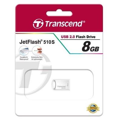 NEU: Transcend 8GB JetFlash 510S USB Stick Silber Flash Drive 8 GB TS8GJF510S USB 2.0