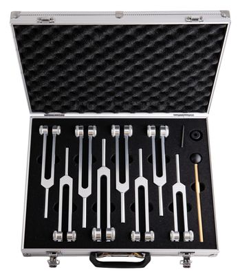 8er Chakra Stimmgabel Set inkl. höheres Herz Thymus-Chakra Aluminium inkl. Koffer