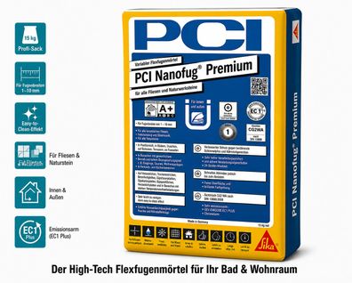 PCI Nanofug Premium 15kg Flex-Fugenmörtel Flexfug Fugenmasse Innen Außen Fliesen Sika