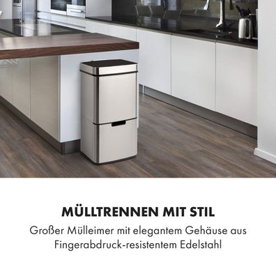 Klarstein Touchless Sensor-Mélleimer 72 L 4 Behälter Edelstahl silber