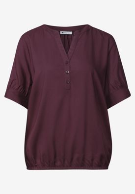 Street One Kurzarm Bluse mit Split Neck und Elastiksaum