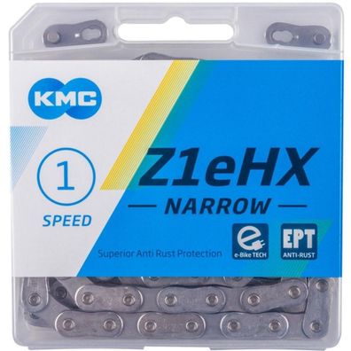KMC Fahrradkette Z1eHX EPT Narrow 128 Glieder 1/2x3/32 Zoll mit Snap-On Verschluss