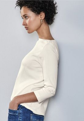 Street One Ripp-Shirt mit U-Boot Kragen