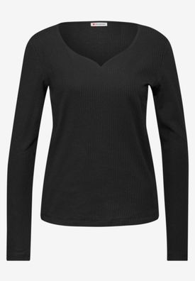 Street One Ribbshirt mit Herzausschnitt langarm