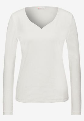 Street One Ribbshirt mit Herzausschnitt langarm
