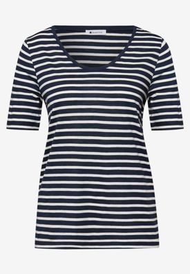 Street One T-Shirt Style Gerda mit gerundetem V-Ausschnitt