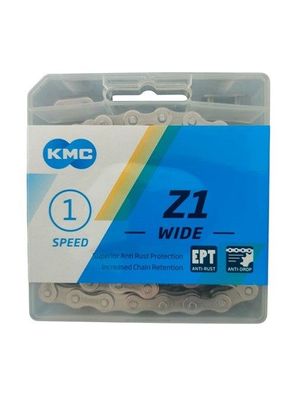 KMC Fahrradkette Z1 Wide EPT 128 Glieder 1/2x1/8 Zoll mit Snap-On Verschluss