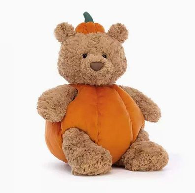 Jellycat Niedliches Tierkissen / Plüsch-Frucht - Kürbis-Bär (36 cm)