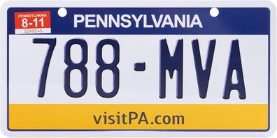 USA Kennzeichen Blech, 788-MVA , Pennsylvania (1)