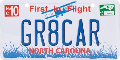 USA Kennzeichen Blech, GR8CAR, North Carolina , (4)