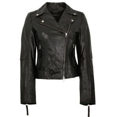 Jilani - Damen Lederjacke Bikerjacke Lammnappa schwarz