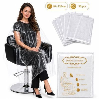 Einweg-Friseurumhänge 50 Stück transparent 90x135 cm – Schutzumhang für Friseursalons