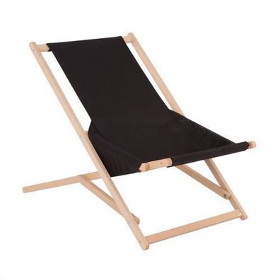 Sonnenliege Strandliege Liegestuhl aus Holz Gozo Komfort schwwrz PATIO