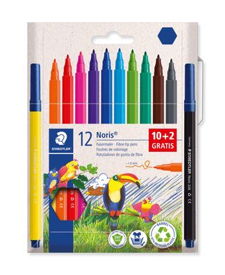 Staedtler Fasermaler Noris Promotion 1mm 10 + 2 Stück Kartonetui
