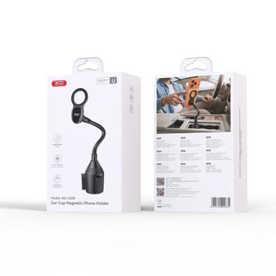 XO C305 Auto-Handyhalterung Schwarz für Becherhalter magnetisch mit Magnetring 20
