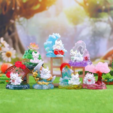 National Style Neunschwänziger Fuchs mit Diorama | Figur | Blind Box | 10 cm