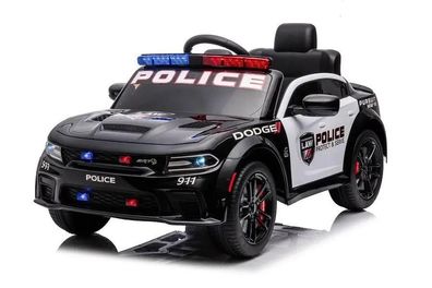 Dodge Charger Polizei Kinder Elektroauto 2x 12V - Sirene, Leder, MP3, EVA, RC