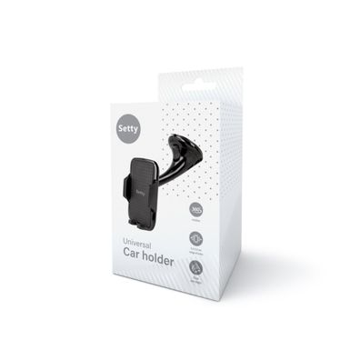 Setty U16 Auto-Handyhalterung Schwarz für Windschutzscheibe mit Saugnapf 360 Grad