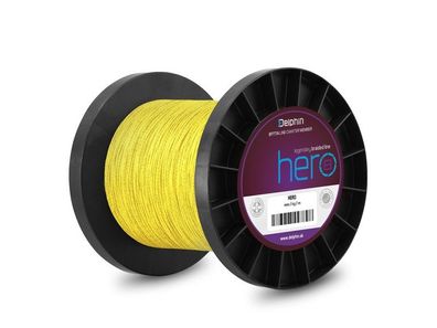Delphin HERO 8 / fluo gelb - 0,14 mm 9,5 kg 1000 m - geflochtene Schnur