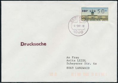 BERLIN ATM 1-050 Drucksache EF FDC X7E4656