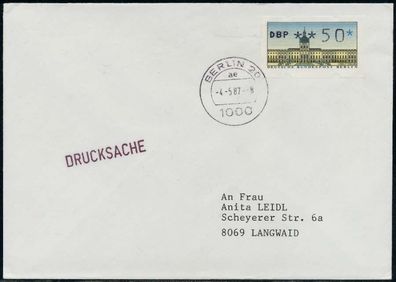 BERLIN ATM 1-050 Drucksache EF FDC X7E465E