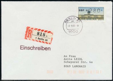 BERLIN ATM 1-280 BRIEF Einschreiben FDC X7E469A