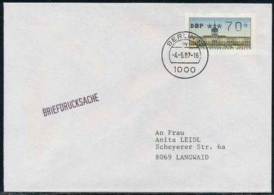 BERLIN ATM 1-070 Briefdrucksache EF FDC X7E46D2