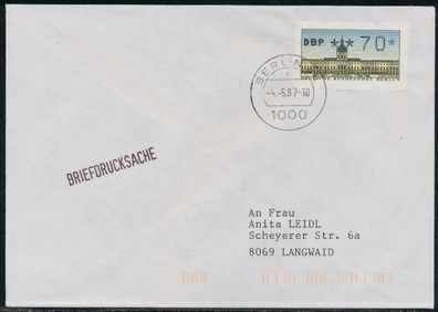 BERLIN ATM 1-070 Briefdrucksache EF FDC X7E46CA