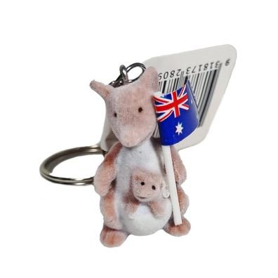 Schlüsselanhänger 'Känguru mit Flagge & Joey', 3 cm 1 St