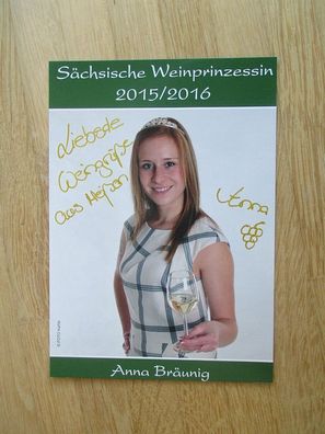 Sächsische Weinprinzessin 2015/2016 Anna Bräunig - handsigniertes Autogramm!!!