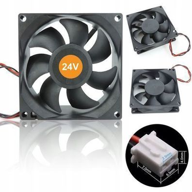 Rosfix Lüfter 80x80x25 mm – 24V 2PIN | 2000 RPM, 35 CFM, 25 dBA