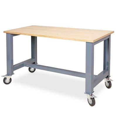 Fahrbare Werkbank, BxTxH 1500x700x830 mm, je 2 Bock-/Lenkrollen, 2 Feststellbremsen