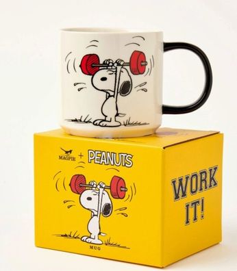 Peanuts Snoopy Tasse: GYM -Work it - Porzellan Tasse 330 ML