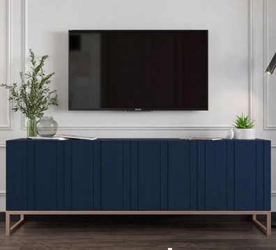 TV-Schrank Glamour TV-Lowboard Modern RTV-Schrank TV Möbel 150 cm Marineblau matt