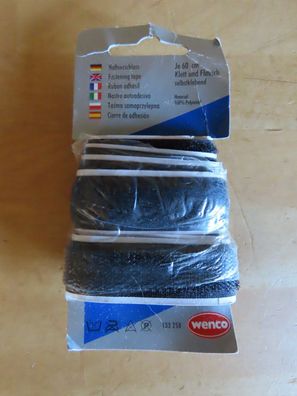 Klettband Haftverschluß schwarz je 60cm Klett + Flausch selbstklebend Wenco