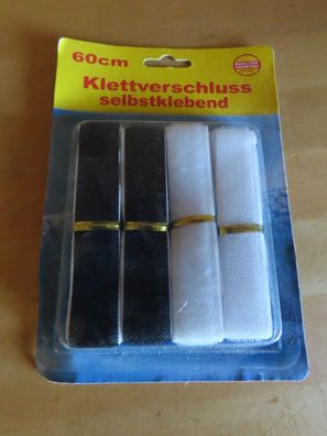 Klettband Haftverschluß schwarz und weiß selbstklebend 60cm G&M