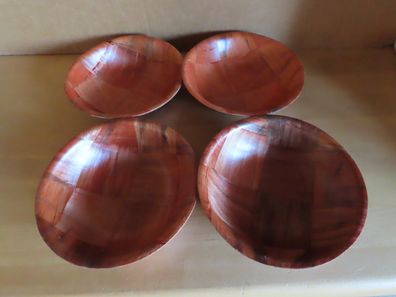 Schale braun Quadrate Bambus/Holz ca.15,5 cm Ø für Knabbereien 4St