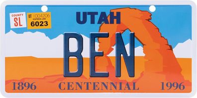USA Kennzeichen mit Namen, Blechschild, BEN , Utah , (17)