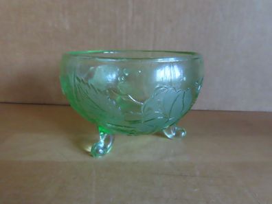 kleine Schale Glasschale Bonboniere grün Blumenrilief ca. 7,5 cm H