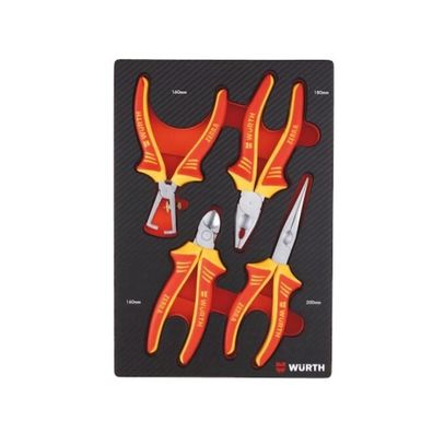 Zangen-Satz VDE 4-teilig Seitenschneider Spitz Kombi Abisolierzange Würth
